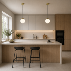 Zurich 3 - Matt Gold Pendant with White Opal Glass