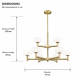 Prism-P0574-09M-2GAA-IE01 - Chicago 2 - Brushed Brass 9 Light Cente Fitting with White Opal Glass