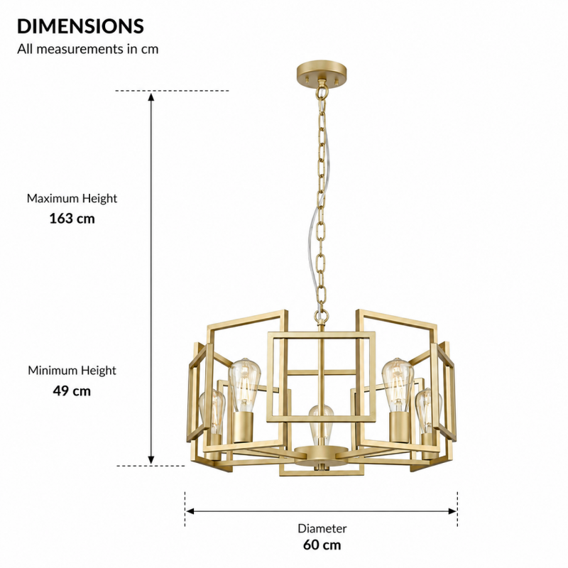 Prism-P0564-05E-V7V7-IE01 - Milan 1 - Painted Gold 5 Light Centre Fitting