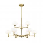 Chicago 2 - Brushed Brass 9 Light Cente Fitting with White Opal Glass Chicago 2 - Brushed Brass 9 Light Cente Fitting with White Opal Glass