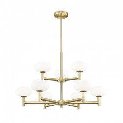 Chicago 2 - Brushed Brass 9 Light Cente Fitting with White Opal Glass Chicago 2 - Brushed Brass 9 Light Cente Fitting with White Opal Glass