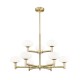 - Chicago 2 - Brushed Brass 9 Light Cente Fitting with White Opal Glass Prism-P0574-09M-2GAA-IE01 - Chicago 2 - Brushed Brass 9 Light Cente Fitting with White Opal Glass