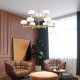 - Chicago 2 - Brushed Brass 9 Light Cente Fitting with White Opal Glass Prism-P0574-09M-2GAA-IE01 - Chicago 2 - Brushed Brass 9 Light Cente Fitting with White Opal Glass