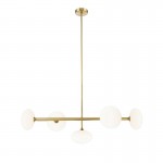 Chicago 3 - Brushed Brass 5 Light over Island Fitting with White Opal Glass Chicago 3 - Brushed Brass 5 Light over Island Fitting with White Opal Glass