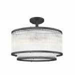Monaco 2BK - Matt Black 5 Light Semi Flush with Clear Glass Rods Monaco 2BK - Matt Black 5 Light Semi Flush with Clear Glass Rods