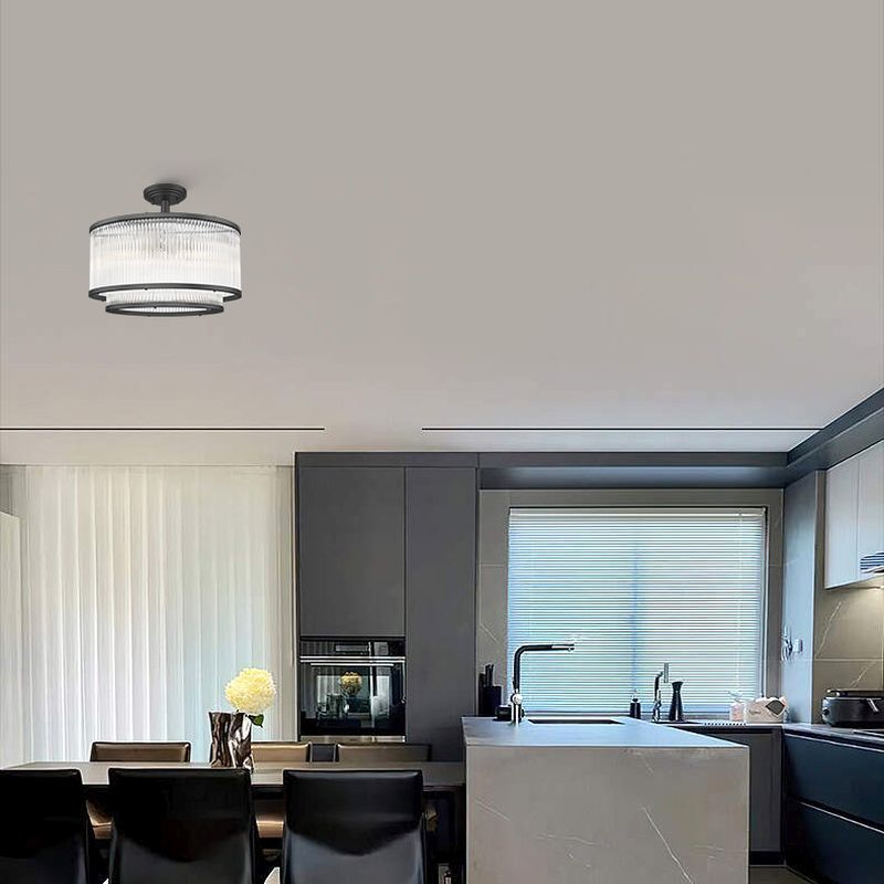 - Monaco 2BK - Matt Black 5 Light Semi Flush with Clear Glass Rods Prism-C0528-05H-P7AC-IE01 - Monaco 2BK - Matt Black 5 Light Semi Flush with Clear Glass Rods