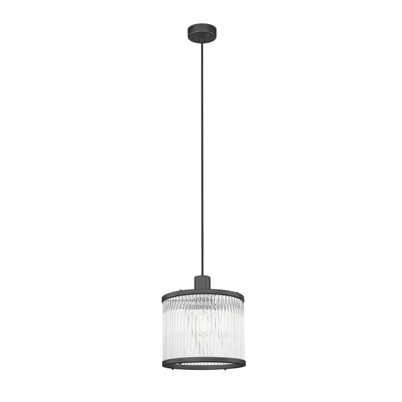 Prism-P0528-01G-P7AC-IE01 - Monaco 3BK - Matt Black Pendant with Clear Glass Rods