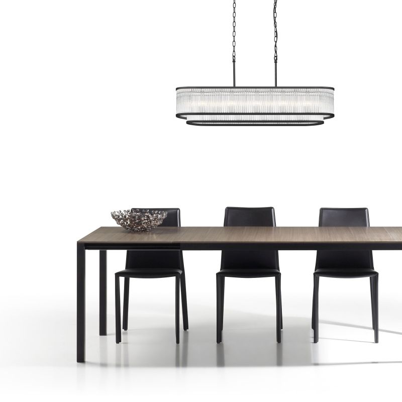 Prism-P0528-07J-P7AC-IE01 - Monaco 8BK - Matt Black 7 Light over Island Fitting with Clear Glass Rods