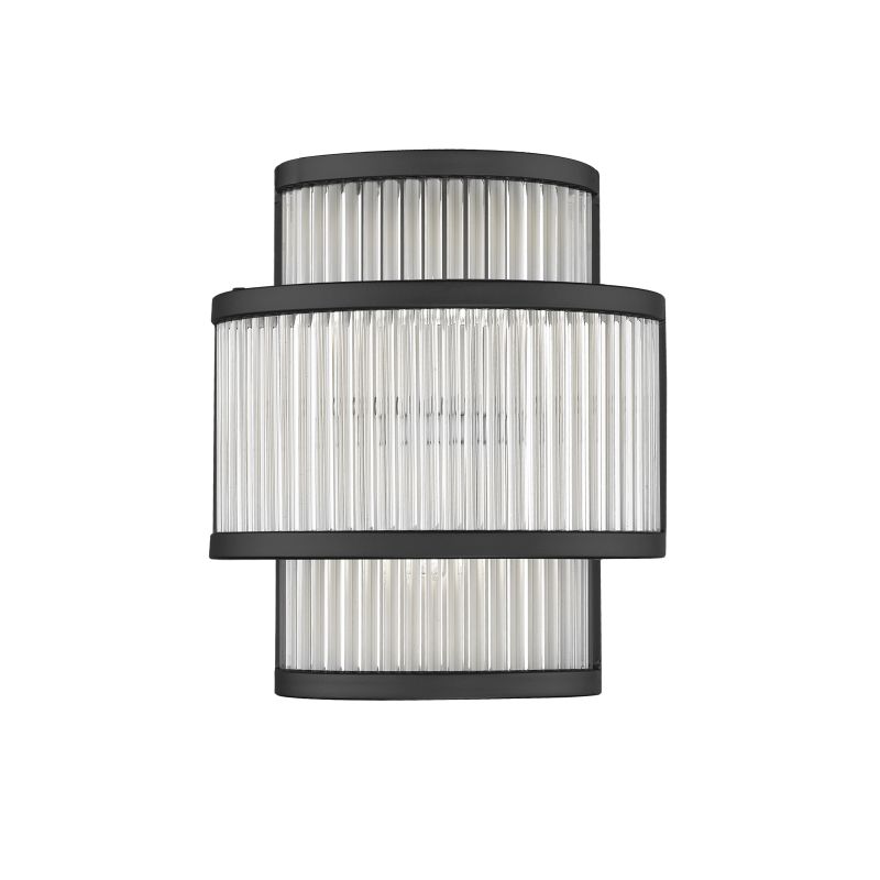 Wall Lights - Monaco WBK - Matt Black 2 Light Wall Lamp with Clear Glass Rods Prism-W0528-02B-P7AC-IE01 - Monaco WBK - Matt Black 2 Light Wall Lamp with Clear Glass Rods