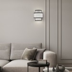 Monaco WBK - Matt Black 2 Light Wall Lamp with Clear Glass Rods Monaco WBK - Matt Black 2 Light Wall Lamp with Clear Glass Rods