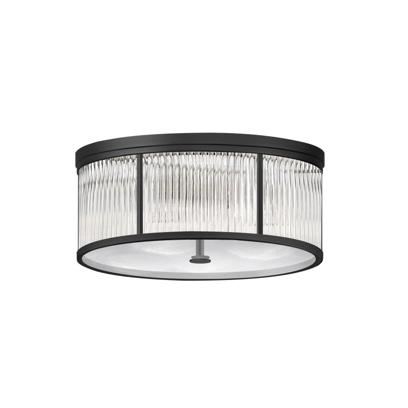 Ceiling Lights - Monte Carlo 1 - Matt Black 5 Light Flush with Clear Glass Rods & Diffuser Prism-C0528-05G-P7AC-IE01 - Monte Carlo 1 - Matt Black 5 Light Flush with Clear Glass Rods & Diffuser