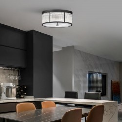 Monte Carlo 1 - Matt Black 5 Light Flush with Clear Glass Rods & Diffuser Monte Carlo 1 - Matt Black 5 Light Flush with Clear Glass Rods & Diffuser