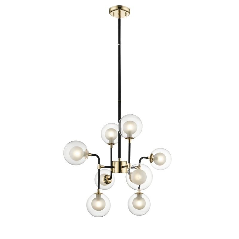 Ceiling Lights - Manhattan 1 - Double Glass with Black & Gold 8 Light Centre Fitting P0454-08C-SDGF - Manhattan 1 - Double Glass with Black & Gold 8 Light Centre Fitting