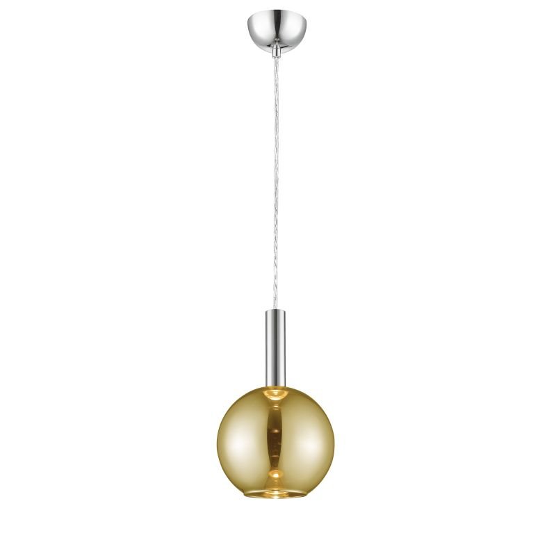 Ceiling Lights - Paris 2 - LED Gold Glass Shade with Chrome Single Pendant P0457-01A-F4GV - Paris 2 - LED Gold Glass Shade with Chrome Single Pendant