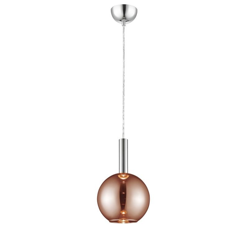 Ceiling Lights - Paris 3 - LED Copper Glass Shade with Chrome Single Pendant P0457-01A-F4GP - Paris 3 - LED Copper Glass Shade with Chrome Single Pendant