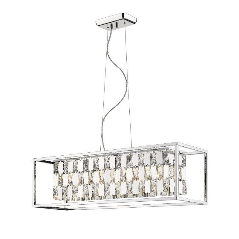 Kitchen Lights - Las Vegas 2 - Crystal and Chrome 7 Light over Island Fitting P0480-07F-F4AC - Las Vegas 2 - Crystal and Chrome 7 Light over Island Fitting