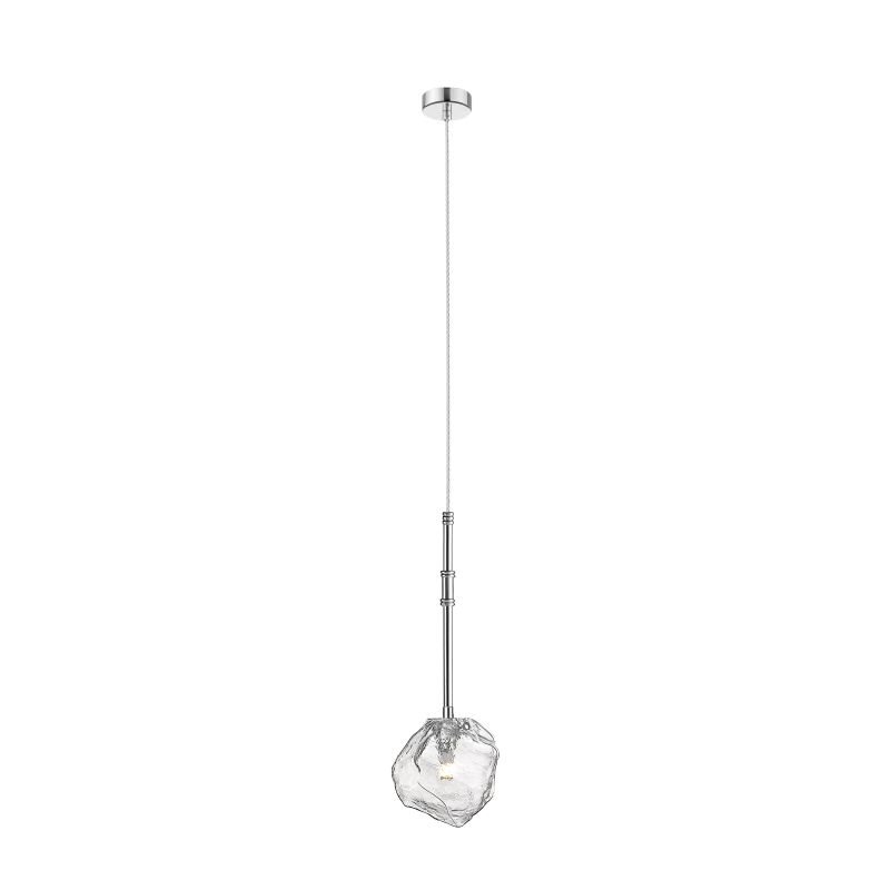 Ceiling Lights - Vienna 2 - Clear Ice Glass with Chrome Single Pendant P0488-01K-F4AC - Vienna 2 - Clear Ice Glass with Chrome Single Pendant