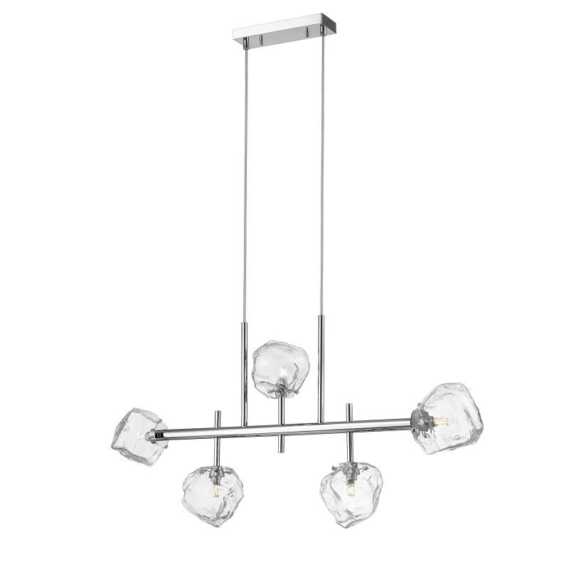 Kitchen Lights - Vienna 1 - Clear Ice Glass with Chrome 5 Light over Island Fitting P0488-05T-F4AC - Vienna 1 - Clear Ice Glass with Chrome 5 Light over Island Fitting