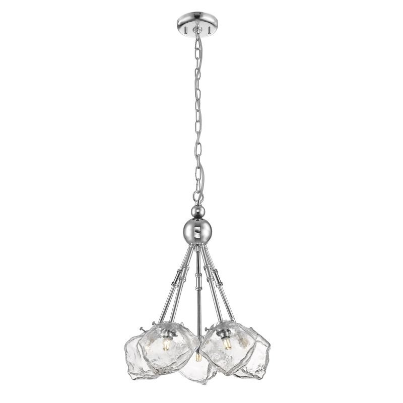 Ceiling Lights - Vienna 3 - Clear Ice Glass with Chrome 5 Light Centre Fitting P0488-05W-F4AC - Vienna 3 - Clear Ice Glass with Chrome 5 Light Centre Fitting