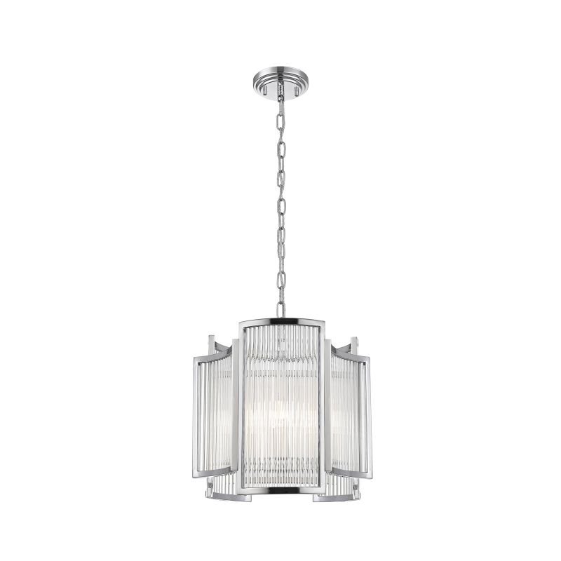 Ceiling Lights - Sofia 1 - Clear Glass Rods & Chrome 3 Light Pendant Prism-P0528-03A-F4AC - Sofia 1 - Clear Glass Rods & Chrome 3 Light Pendant