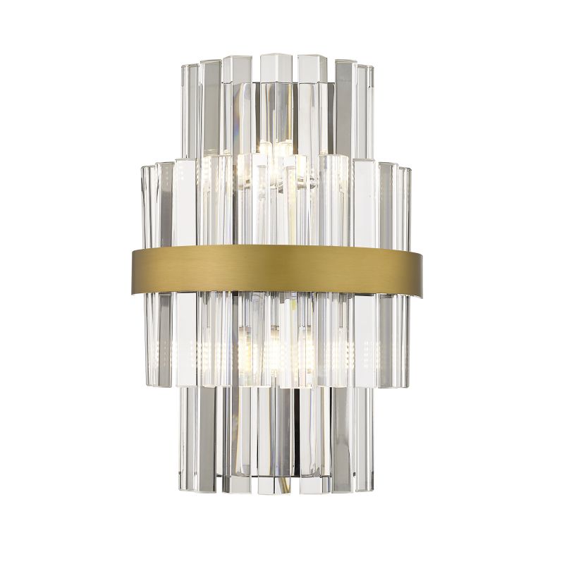 - Venice W - Antique Gold 2 Light Wall Lamp with Crystal Prism-W0567-02A-B57G-IE01 - Venice W - Antique Gold 2 Light Wall Lamp with Crystal