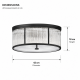 Prism-C0528-05G-P7AC-IE01 - Monte Carlo 1 - Matt Black 5 Light Flush with Clear Glass Rods & Diffuser