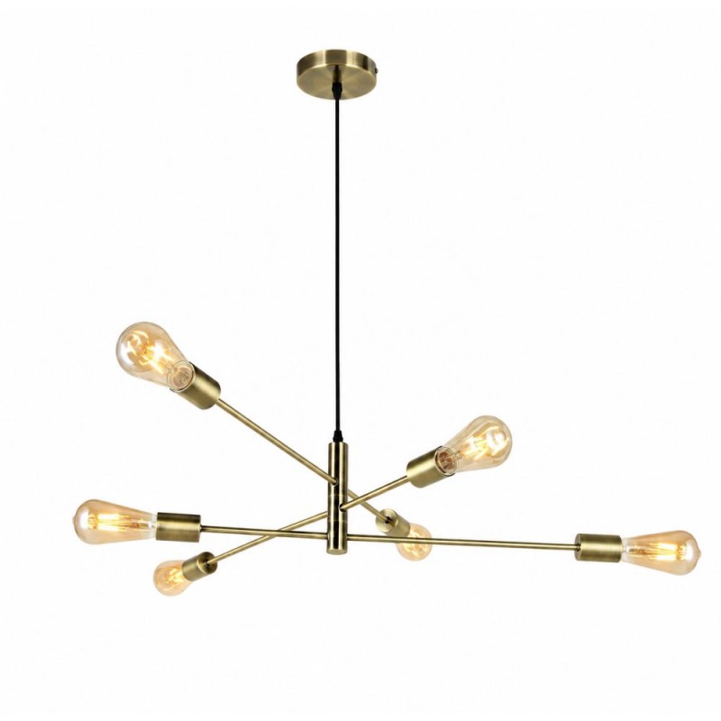 Prism-0646-6AB - Anna AB - Adjustable Antique Brass 6 Light Centre Fitting