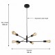 Prism-0646-6BK - Anna BK - Adjustable Matt Black 6 Light Centre Fitting