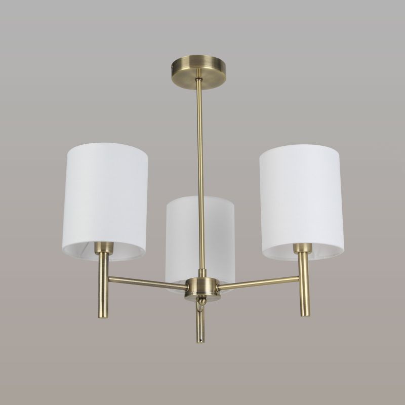 Prism-56642-3AB - Bella AB - Antique Brass 3 Light Ceiling Lamp with White Shade