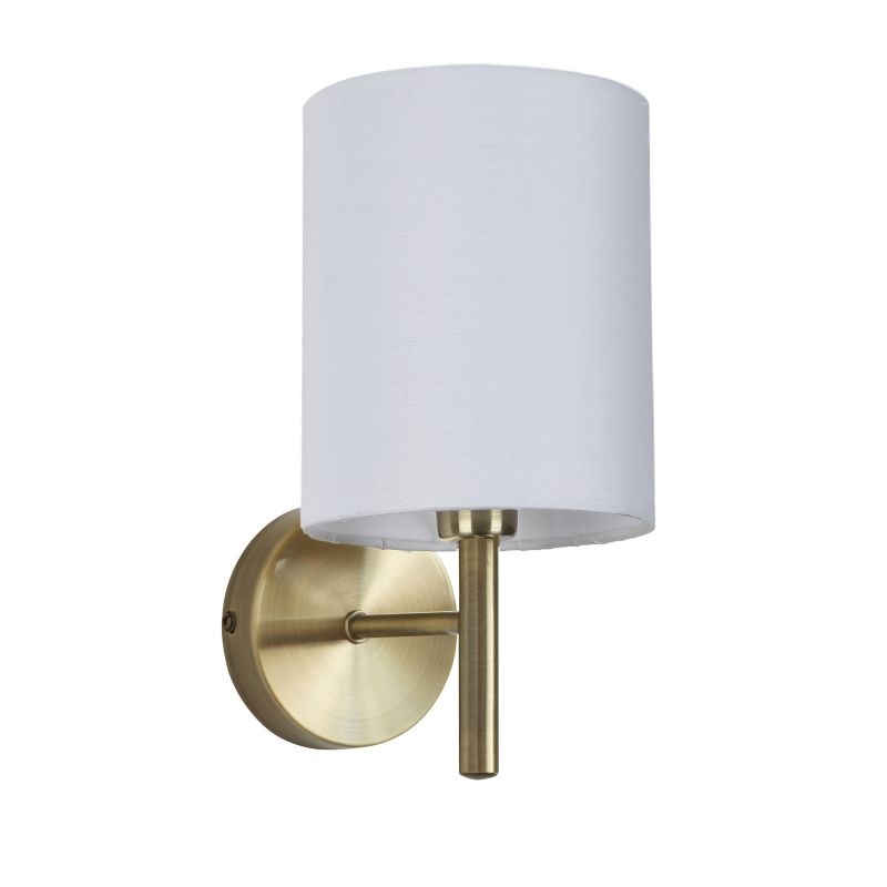 Prism-56642-WAB - Bella WAB - Antique Brass Wall Lamp with White Shade