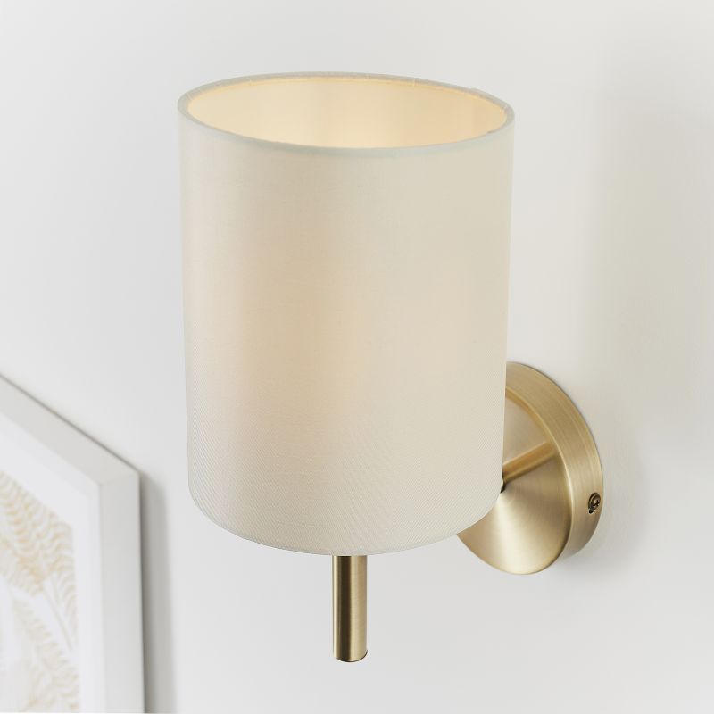 Prism-56642-WAB - Bella WAB - Antique Brass Wall Lamp with White Shade