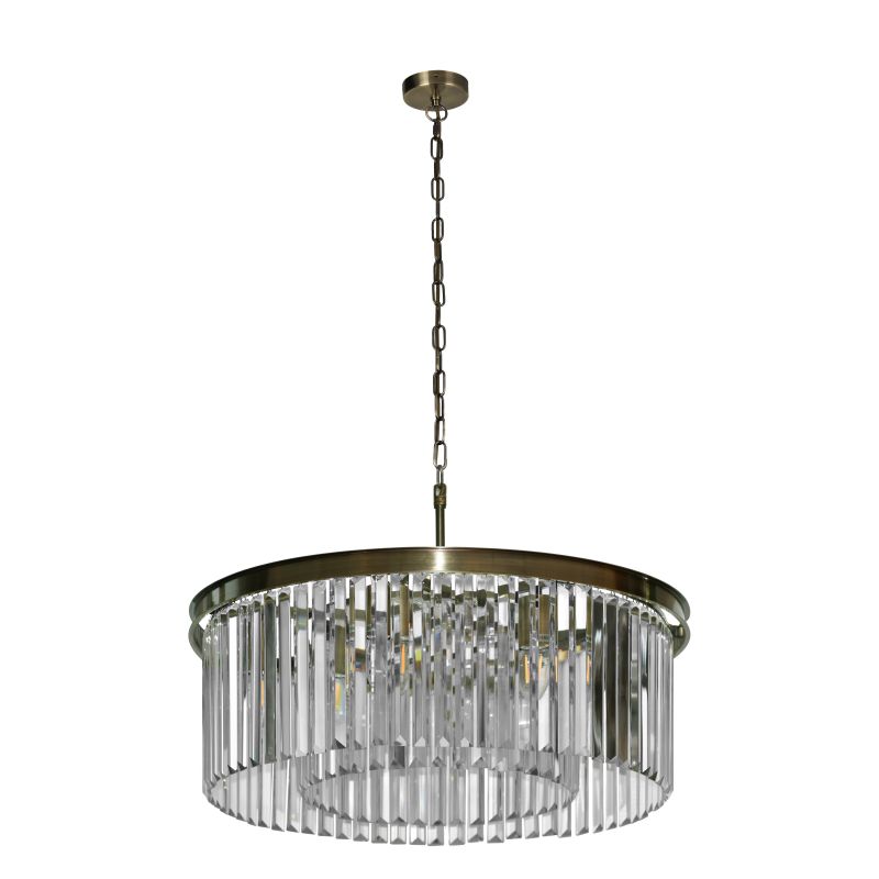 Prism-92500-6AB - Chloe 3 AB - Antique Brass 6 Light Chandelier with Crystal