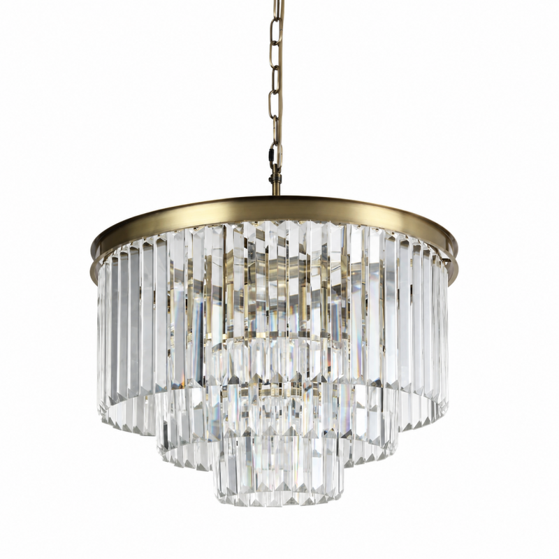 Prism-92100-9AB - Heidi 1AB - Crystal & Antique Brass 9 Light Chandelier