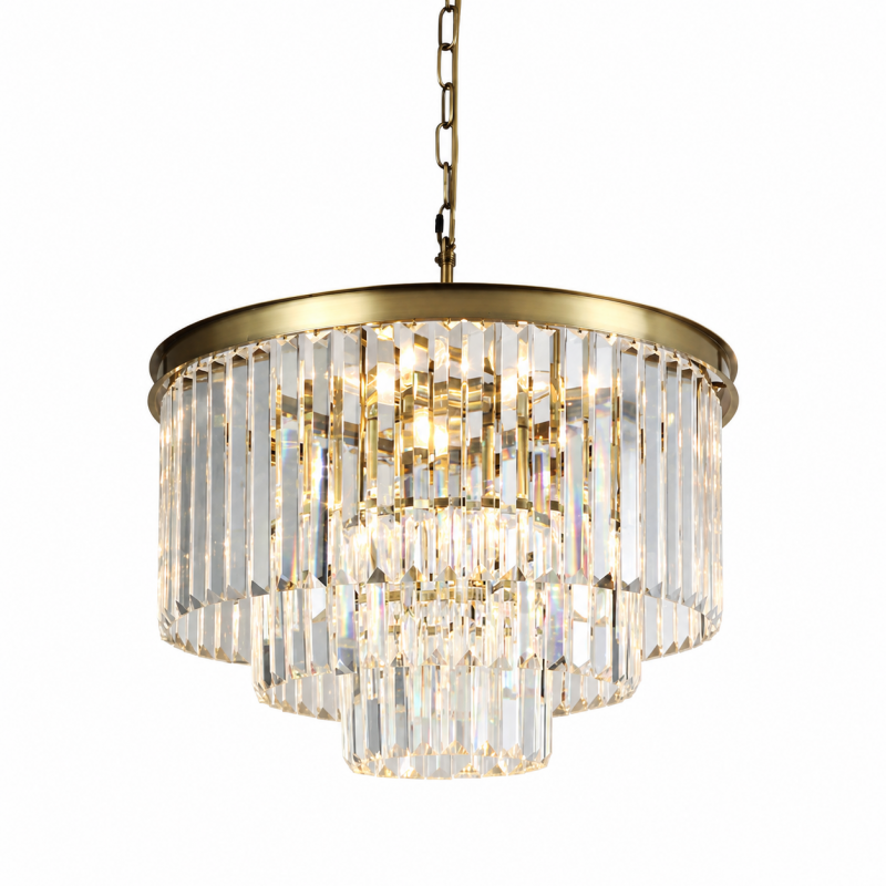 Prism-92100-9AB - Heidi 1AB - Crystal & Antique Brass 9 Light Chandelier