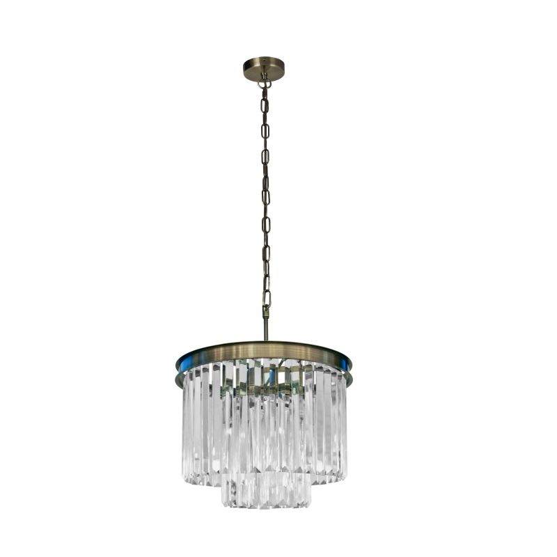 Prism-92100-3AB - Heidi 2 AB - Antique Brass 3 Light Chandelier with Crystal