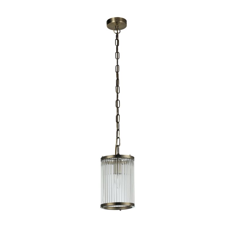 Prism-76233-1AB - Monaco 6 - Antique Brass Pendant with Clear Glass Rods