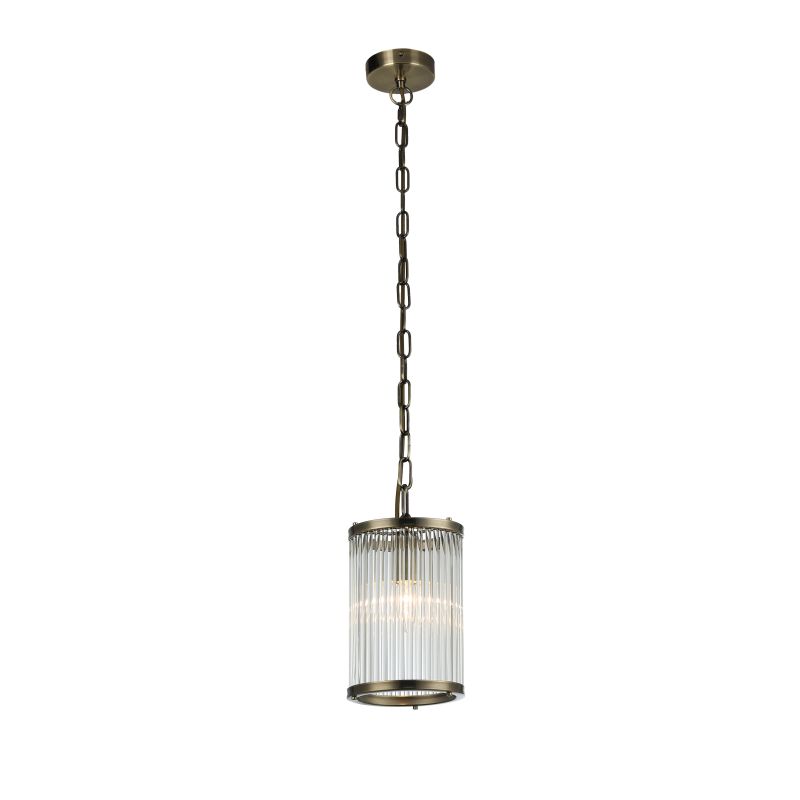 Prism-76233-1AB - Monaco 6 - Antique Brass Pendant with Clear Glass Rods
