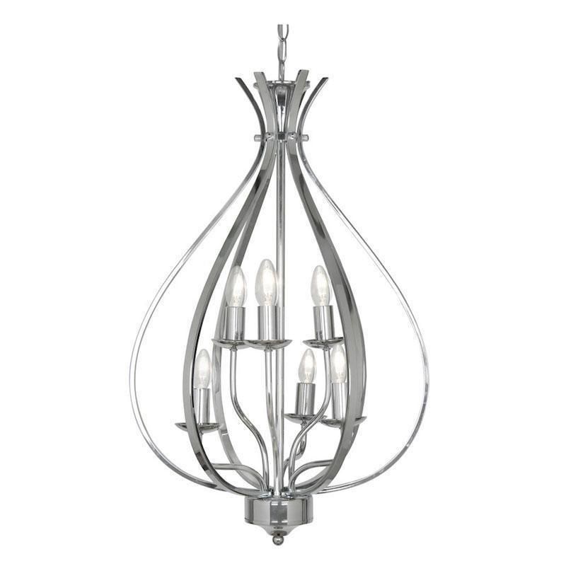 Ceiling Lights - Natalia 1 - Polished Chrome 6 Light Pendant Prism-81205-6CH - Natalia 1 - Polished Chrome 6 Light Pendant