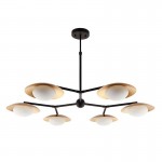 Omega - Bronze 6 Light Centre Fitting with White Glass & Gold Shades Omega - Bronze 6 Light Centre Fitting with White Glass & Gold Shades