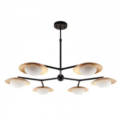 Omega - Bronze 6 Light Centre Fitting with White Glass & Gold Shades Omega - Bronze 6 Light Centre Fitting with White Glass & Gold Shades
