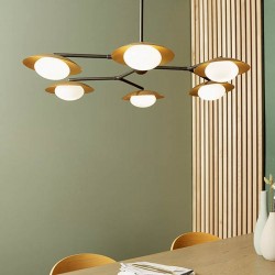 Omega - Bronze 6 Light Centre Fitting with White Glass & Gold Shades Omega - Bronze 6 Light Centre Fitting with White Glass & Gold Shades