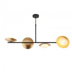 Omega - Bronze 4 Light over Island Fitting with White Glass & Gold Shades Omega - Bronze 4 Light over Island Fitting with White Glass & Gold Shades