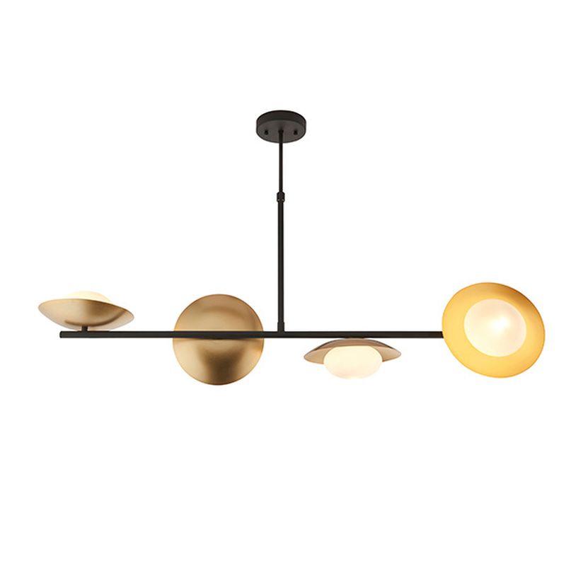 Ambience-63749 - Omega - Bronze 4 Light over Island Fitting with White Glass & Gold Shades