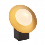 Omega - Bronze Table Lamp with White Glass & Gold Shade Omega - Bronze Table Lamp with White Glass & Gold Shade