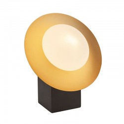 Omega - Bronze Table Lamp with White Glass & Gold Shade Omega - Bronze Table Lamp with White Glass & Gold Shade