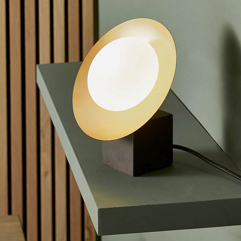 Ambience-63750 - Omega - Bronze Table Lamp with White Glass & Gold Shade