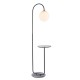 Ambience-63752 - Urbane - Satin Black Floor Lamp with Table and White Glass