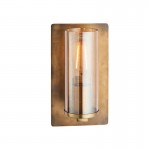 Lotus - Antique Brass Patina Wall Lamp with Amber Glass Shade Lotus - Antique Brass Patina Wall Lamp with Amber Glass Shade