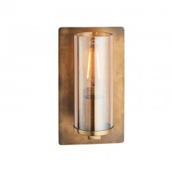 Lotus - Antique Brass Patina Wall Lamp with Amber Glass Shade Lotus - Antique Brass Patina Wall Lamp with Amber Glass Shade