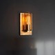 Ambience-63755 - Lotus - Antique Brass Patina Wall Lamp with Amber Glass Shade